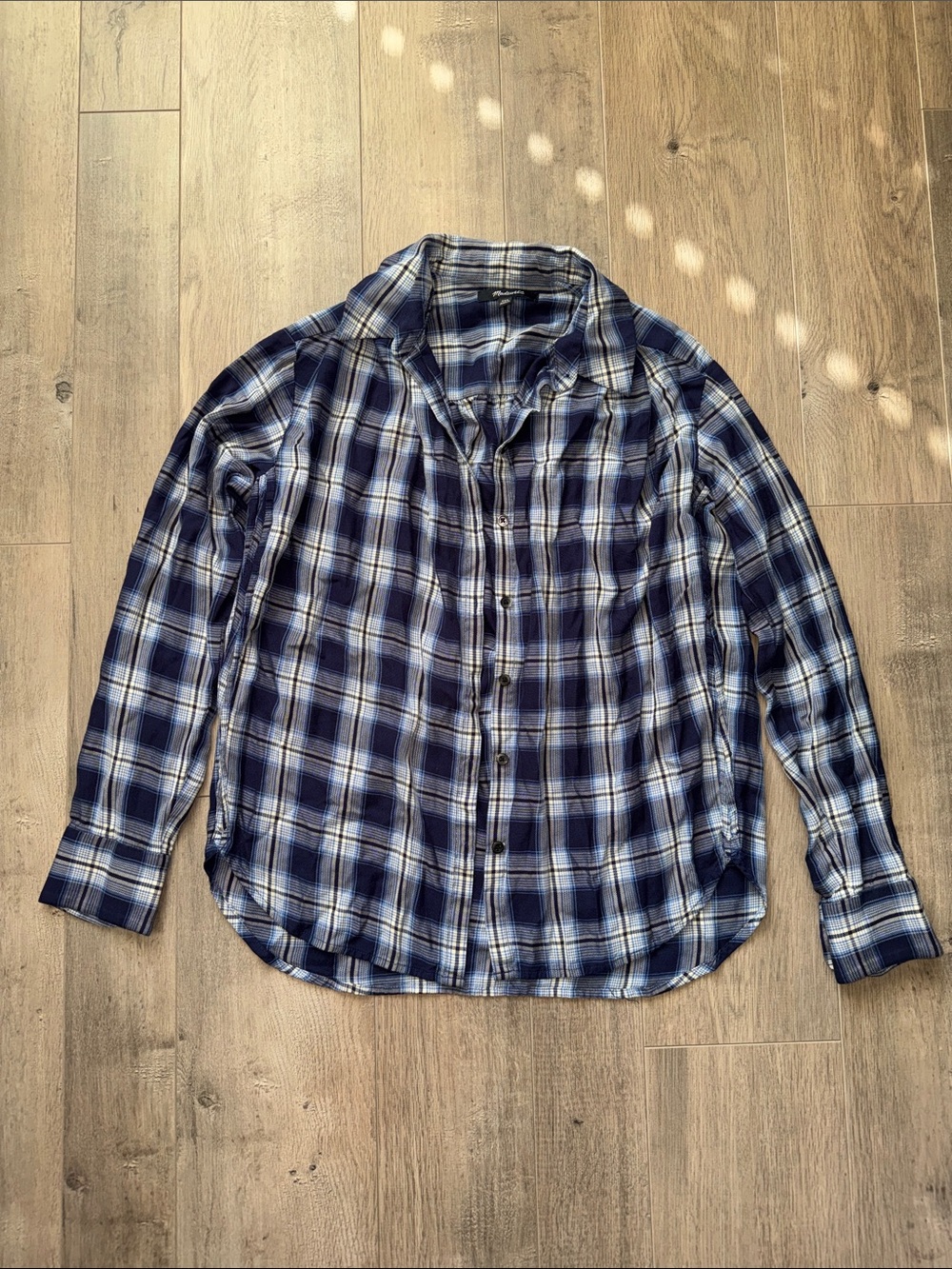 Madewell Blue and White Plaid Button-Down Shirt